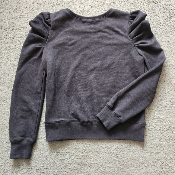 REBECCA MINKOFF Women's Janine Puff Sleeve Sweatshirt Small Black Quiet Luxury - Picture 6 of 12